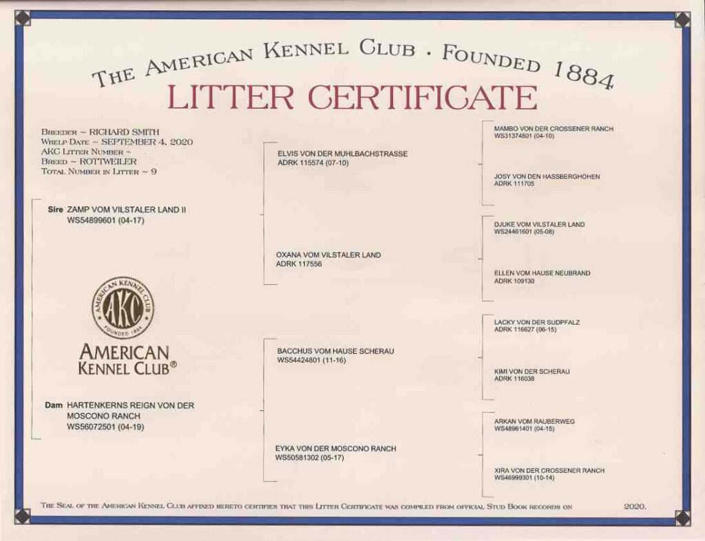 Litter Cert